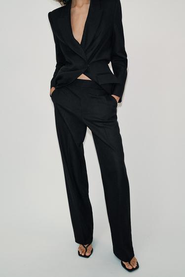 بنطلون بقصة مستقيمة - أسود الخاص بـ Zara