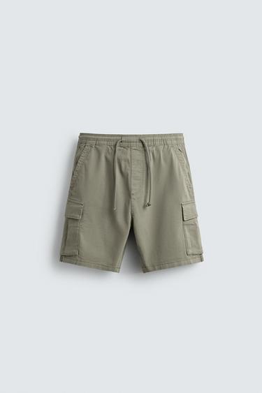 FADED RELAXED FIT CARGO BERMUDA SHORTS - Khaki by Zara