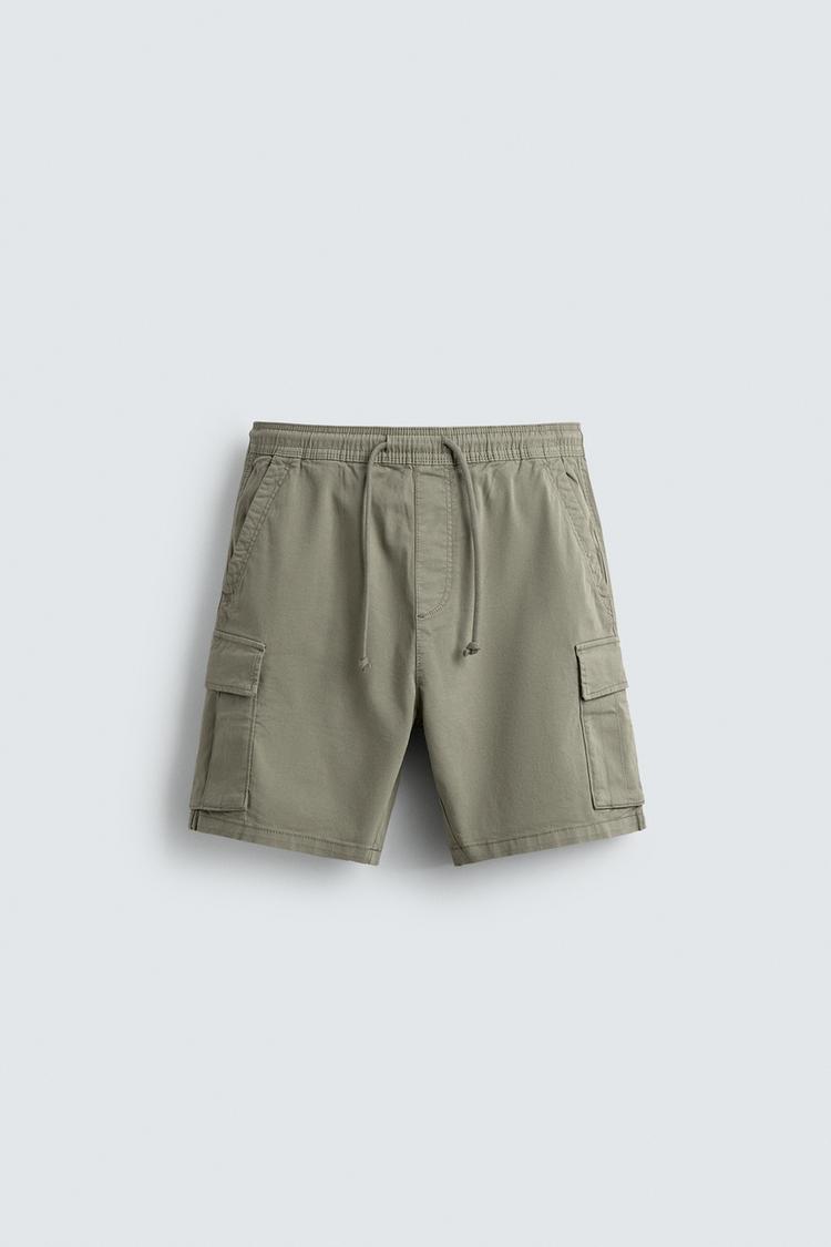 ZARA FADED RELAXED FIT CARGO BERMUDA SHORTS