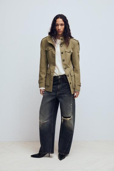 CHAQUETA BOLSILLOS TRABILLAS - Khaki claro de Zara - Imagen 0