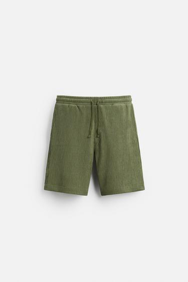 BERMUDA RELAXED FIT JACQUARD - Vert mousse de Zara