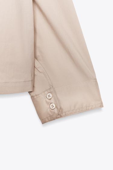 POPLIN SHIRT WITH BUTTONS - Beige by Zara - Image 6