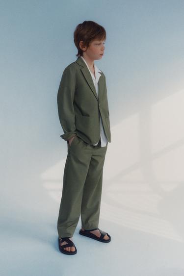 Zara FLOWY PANTS WITH DARTS - Light khaki