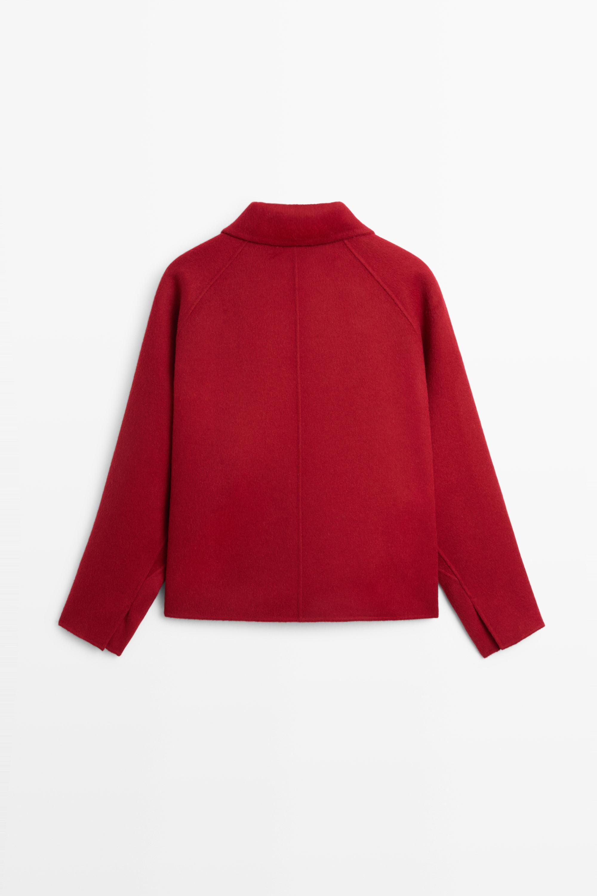 Court manteau col montant mélange laine