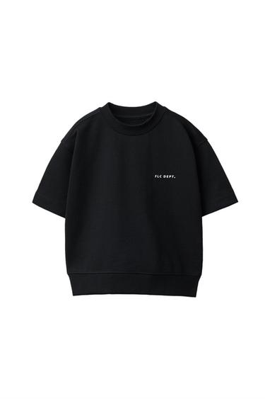 SHORT SLEEVE SWEATSHIRT WITH RAISED TEXT - Black by Zara - Image 0