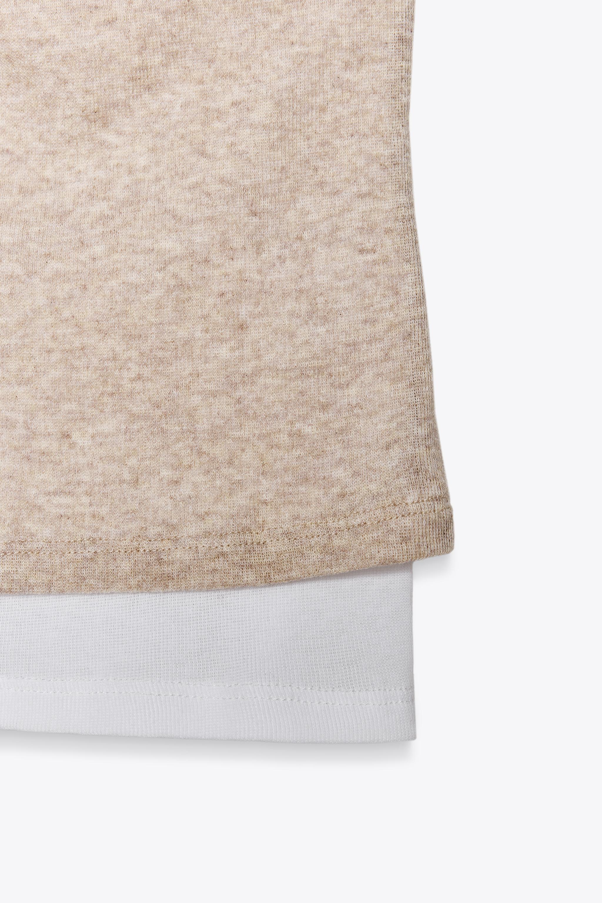 ASYMMETRIC DOUBLE T-SHIRT - Beige marl | ZARA United States