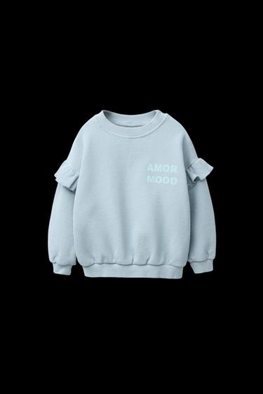 SUDADERA WAFFLE TEXTO - Gris / Azul de Zara - Imagen 0