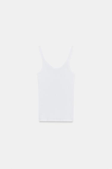 HAUT CÔTELÉ À BRETELLES - Blanc de Zara - Image 4