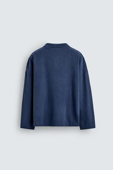 EMBROIDERED TEXTURED RUGBY POLO SHIRT - Blue / Grey by Zara - Image 7