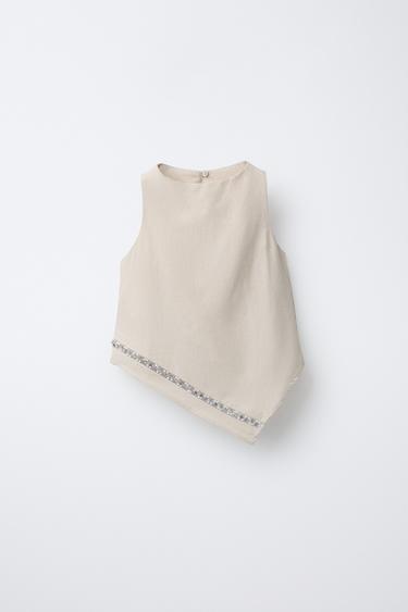 توب غير متناسق بحلية - رمل الخاص بـ Zara