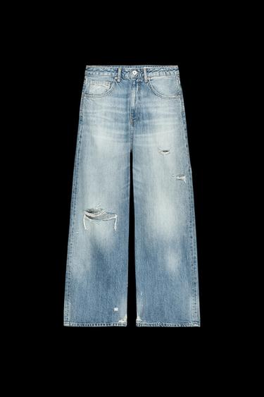 TRF RIPPED MID-WAIST BAGGY JEANS - Light blue by Zara - Image 0