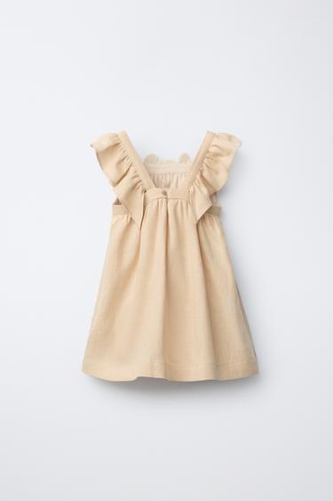 ROBE 100% LIN FLEURS CROCHET - Beige de Zara - Image 1