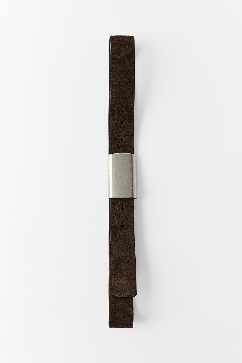 100% SPLIT SUEDE BELT WITH PLATE BUCKLE