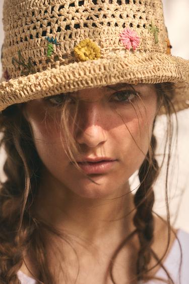 CHAPEAU BOB FLEURS BRODÉES - Beige clair de Zara - Image 2