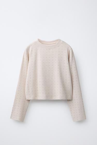 CAMISETA SOFT TOUCH STRASS - Beige vigoré de Zara