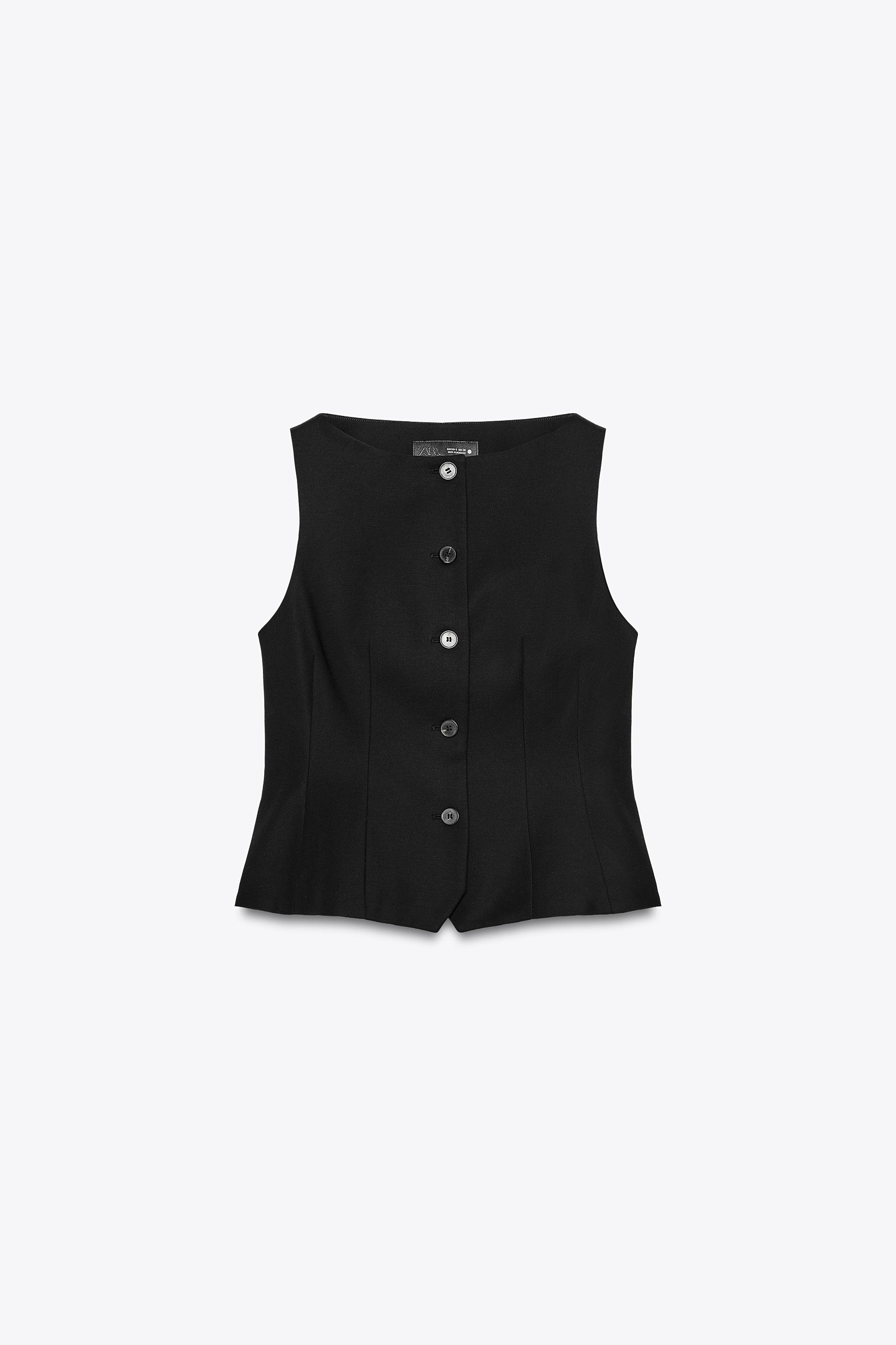 新品　2023aw ZARA woman デニム　ボア　ダブルフェイス　ベスト 新品未使用 ZARA クロップド丈 デニム ベスト M 今季完売品