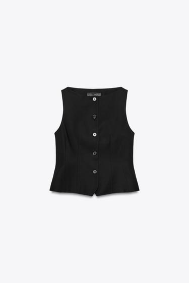 ZW COLLECTION FITTED WAISTCOAT - Black by Zara