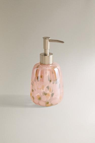 Zara FLORAL GLASS SOAP DISPENSER - 粉紅色