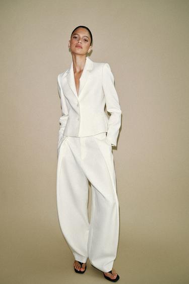 VOLUME TROUSERS WITH DARTS - Ecru by Zara - Image 6