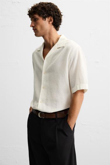 CHEMISE JACQUARD TEXTURÉE - Blanc cassé de Zara - Image 5