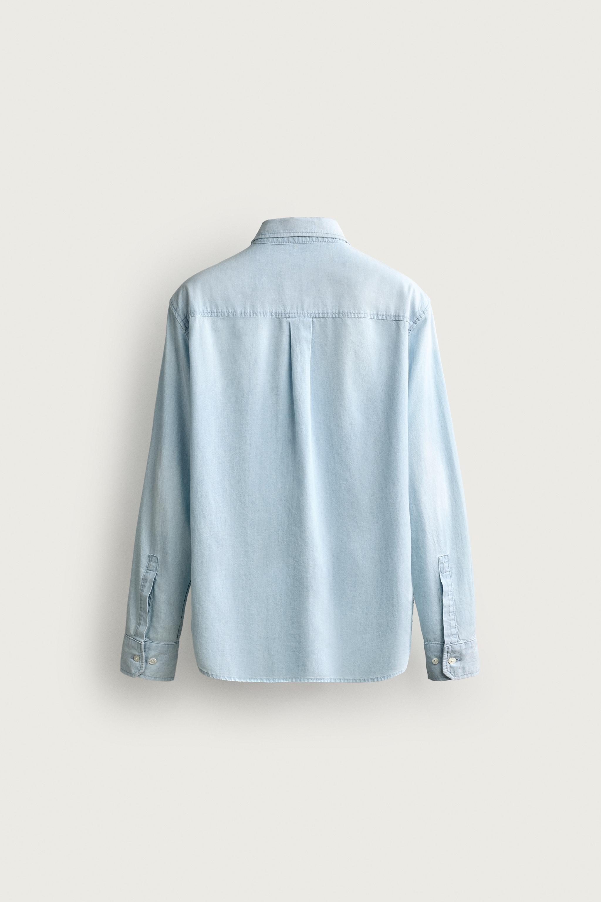 Мужские рубашки Zara REGULAR FIT DENIM SHIRT — фото 7