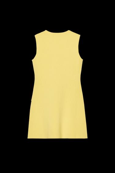 Zara IRREGULAR BUTTON KNIT DRESS - Yellow