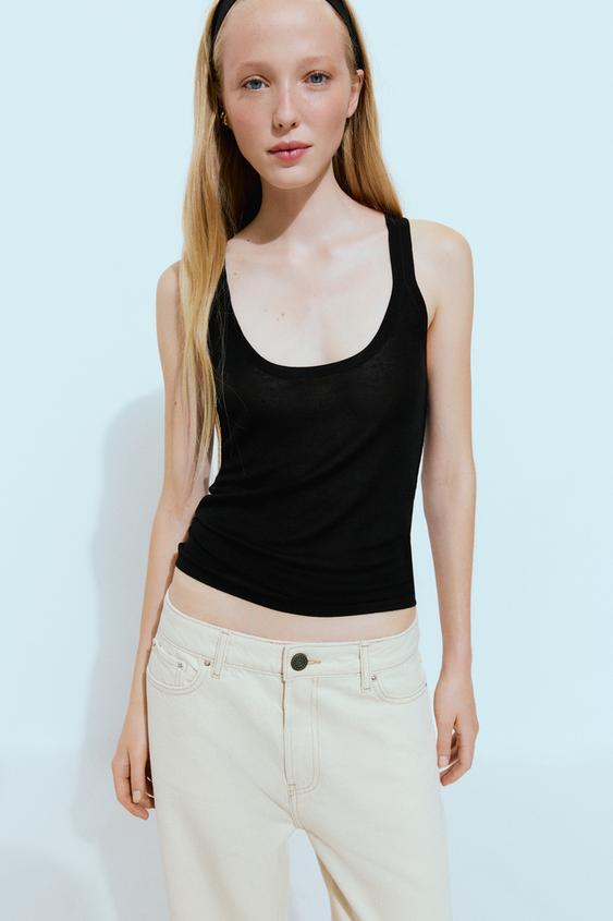 FINE-KNIT SLEEVELESS TOP - Black by Zara - Image 0