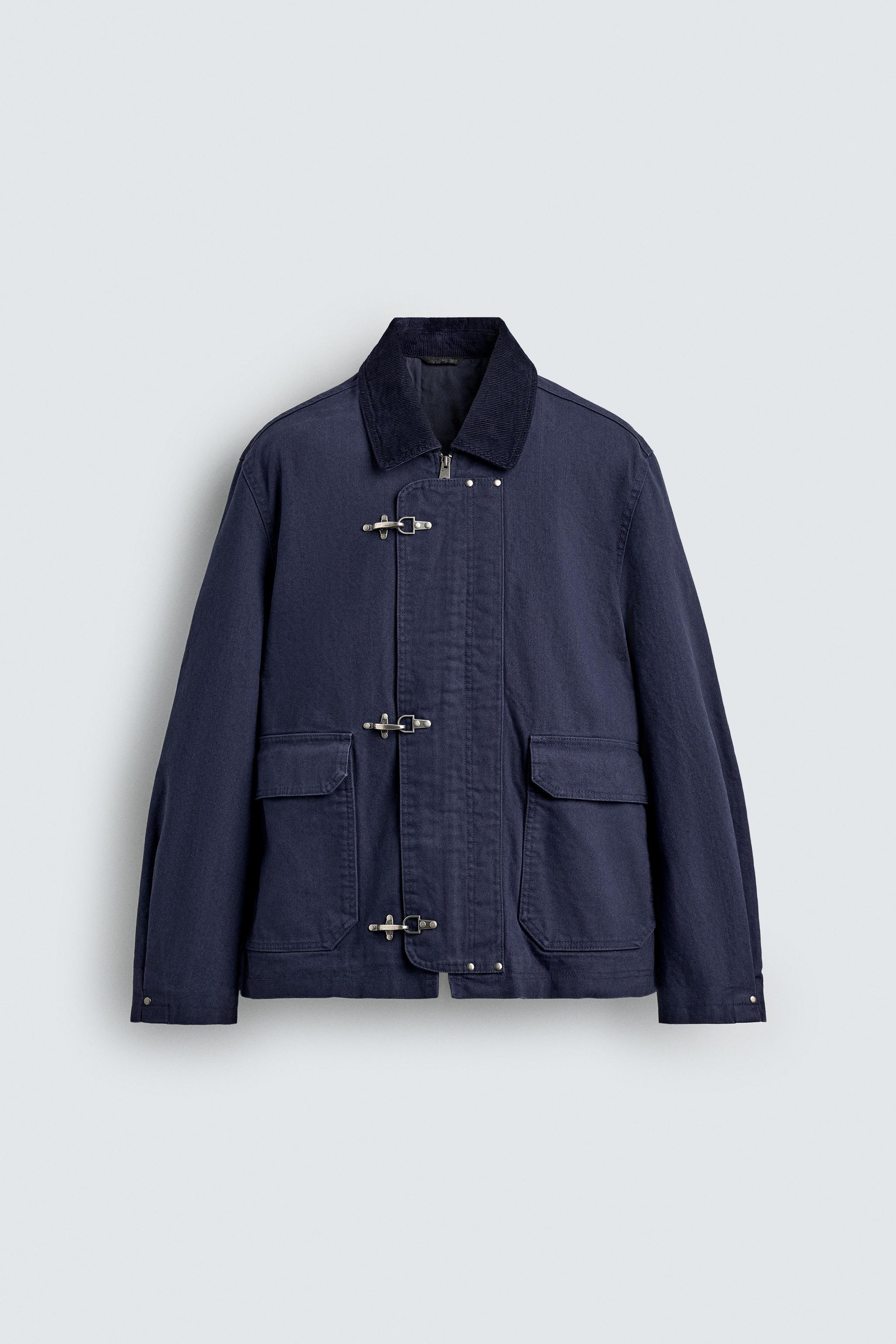 BLOUSON COL CONTRASTE À BRANDEBOURGS