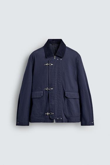 コントラストカラー、トグルボタン付きジャケット濃青Zaraのコントラストカラー、トグルボタン付きジャケット - 濃青 
