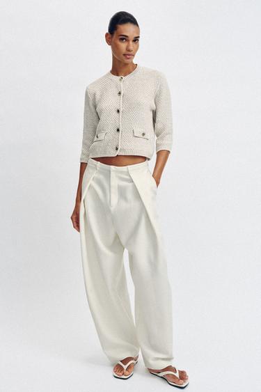 GILET EN MAILLE MANCHES 3/4 - Beige clair de Zara - Image 0
