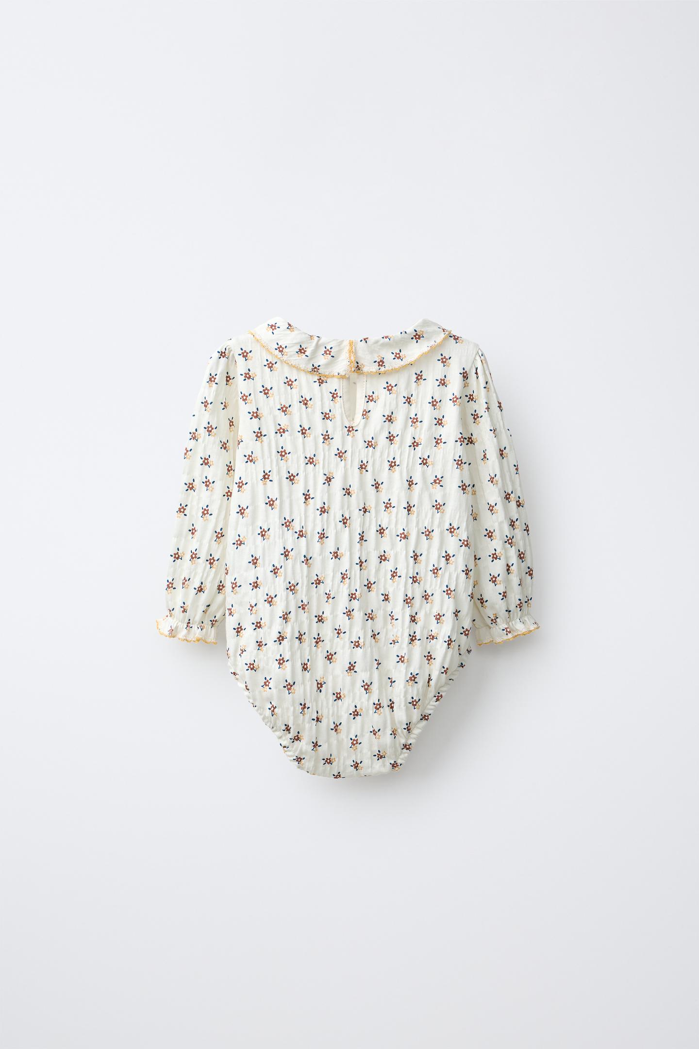 Боди Texture для детей, цветочный принт — Zara, цвет: Экрю — фото 2