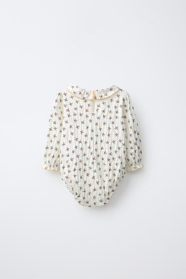FLORAL TEXTURE BODYSUIT — Ecru 2
