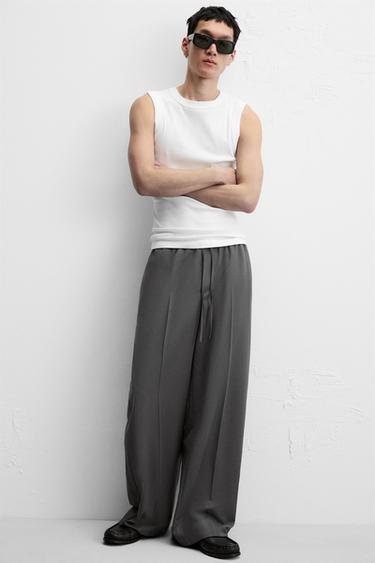RELAXED FIT TROUSERS WITH STRIPE - Grey by Zara