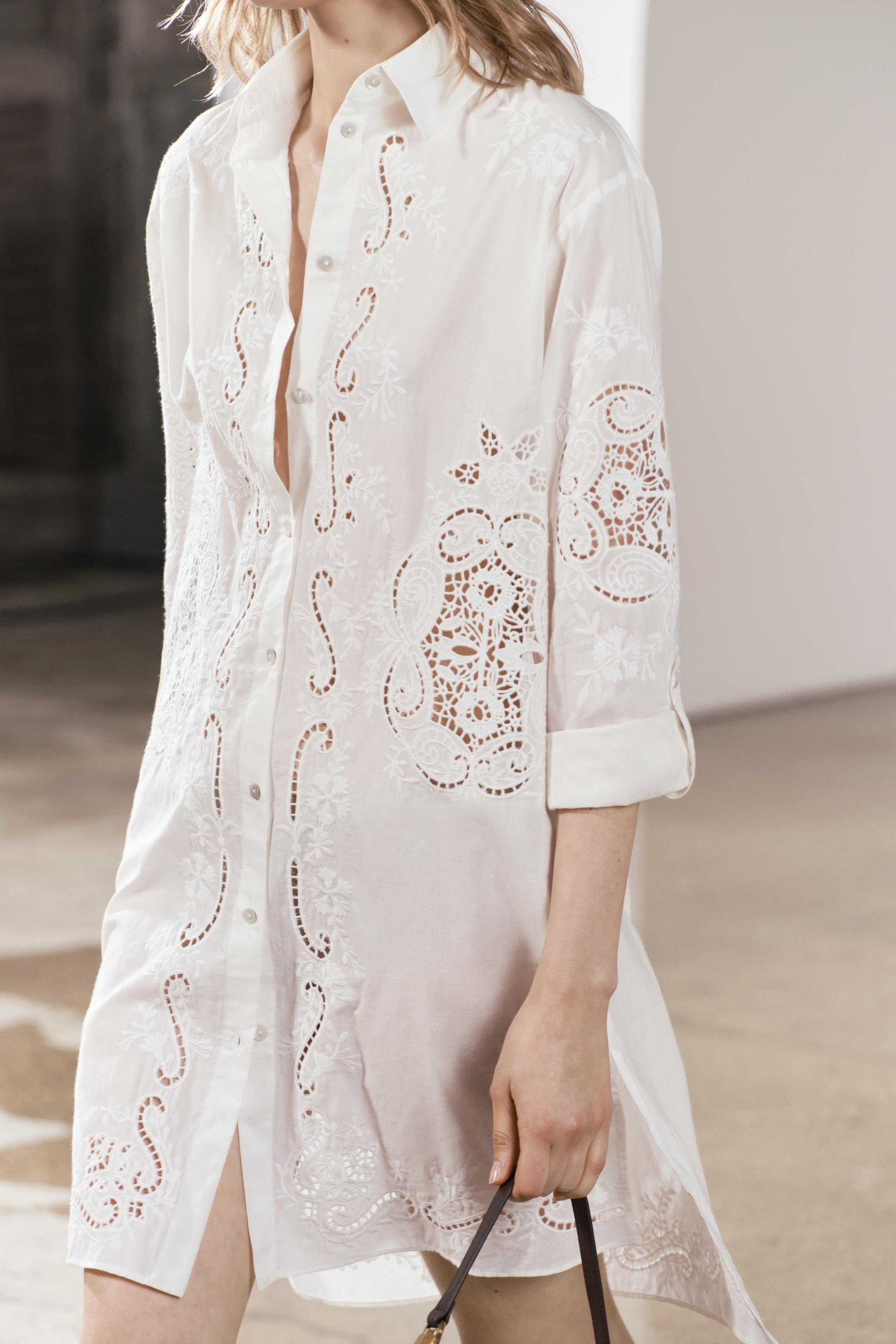 EMBROIDERED OVERSIZE SHIRT ZW COLLECTION - White | ZARA Canada