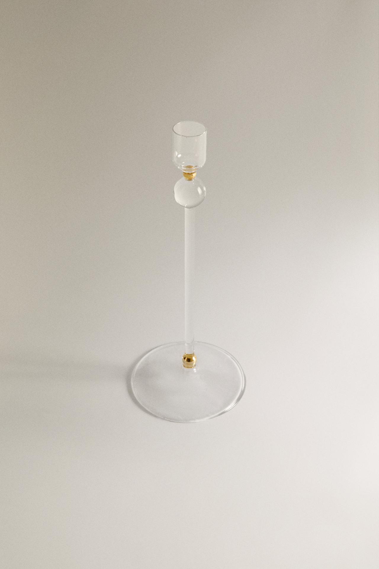 BOROSILICATE CANDLEHOLDER WITH BALLS — Crystal