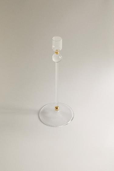 CANDLEHOLDER WITH GOLD DETAIL - Crystal by Zara - Image 1