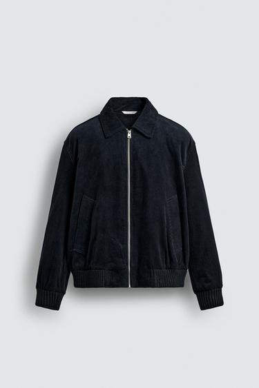 Zara CORDUROY PADDED JACKET - Dark navy