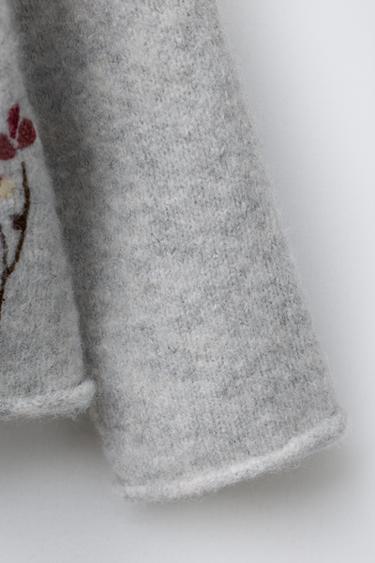 CARDIGAN WITH EMBROIDERED FLOWERS - Grey marl by Zara - Image 3