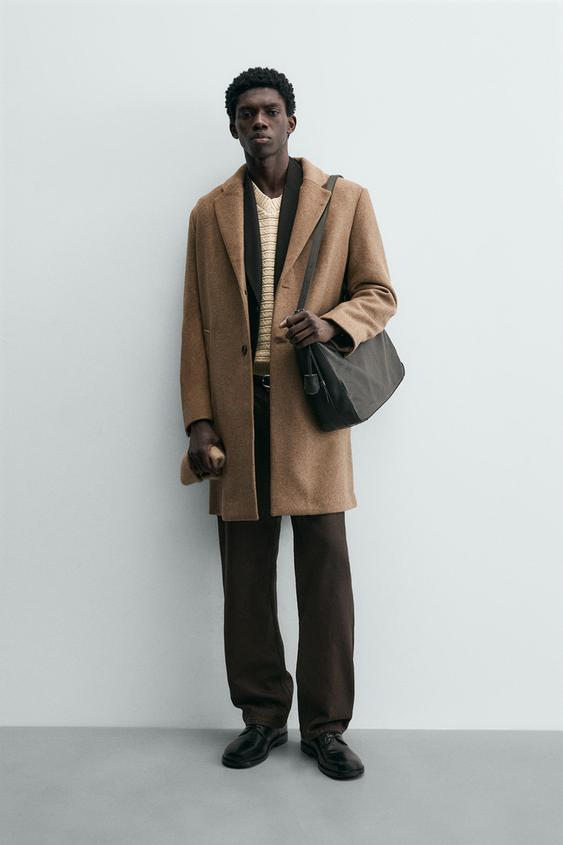 ABRIGO REGULAR FIT CON LANA - Visón de Zara - Imagen 0