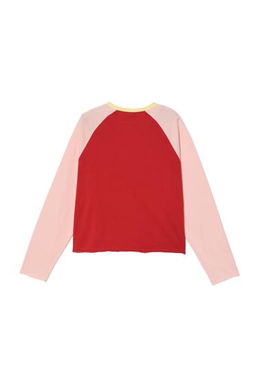 COLOUR BLOCK CROPPED FIT T-SHIRT - Pinks by Zara - Image 3