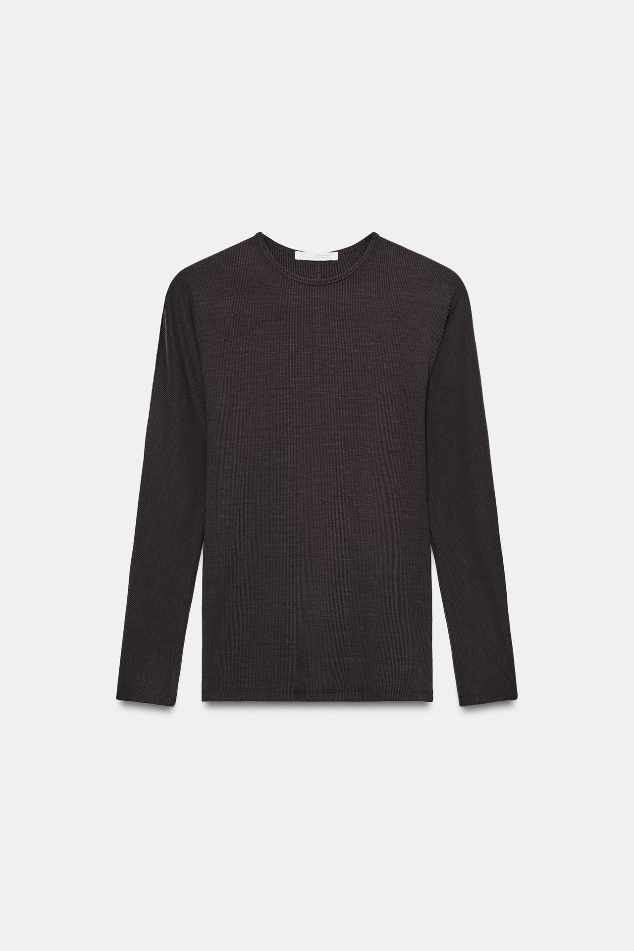 LYOCELL CREW NECK T-SHIRT — Dark eggplant
