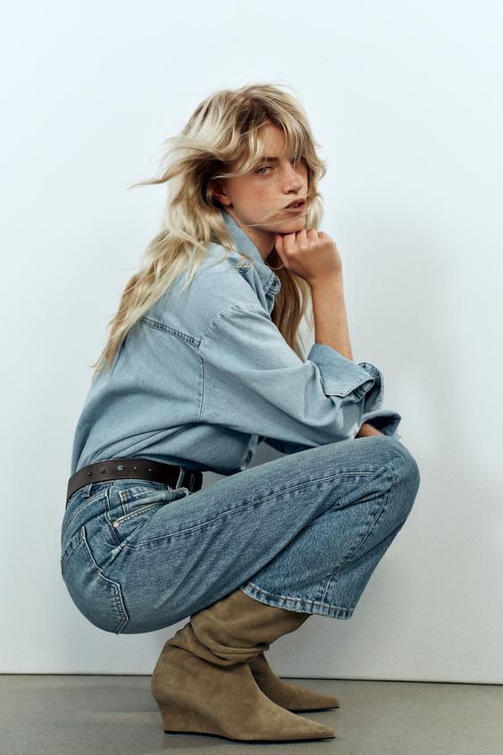 JEAN Z1975 JUPE-CULOTTE TAILLE HAUTE À CEINTURE - Bleu de Zara - Image 3