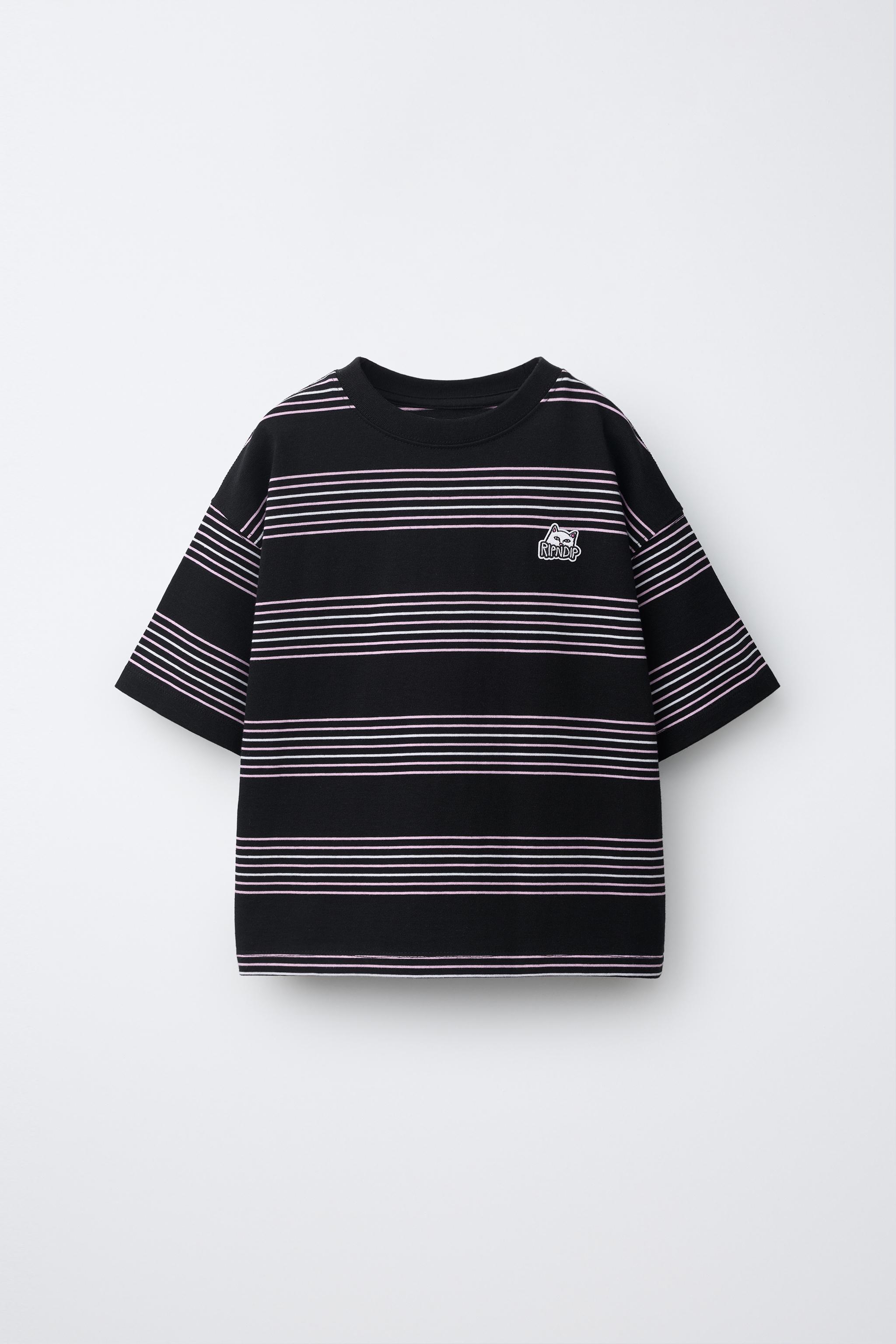 RIPNDIP x ZARA Kids Striped Embroidered T-Shirt
