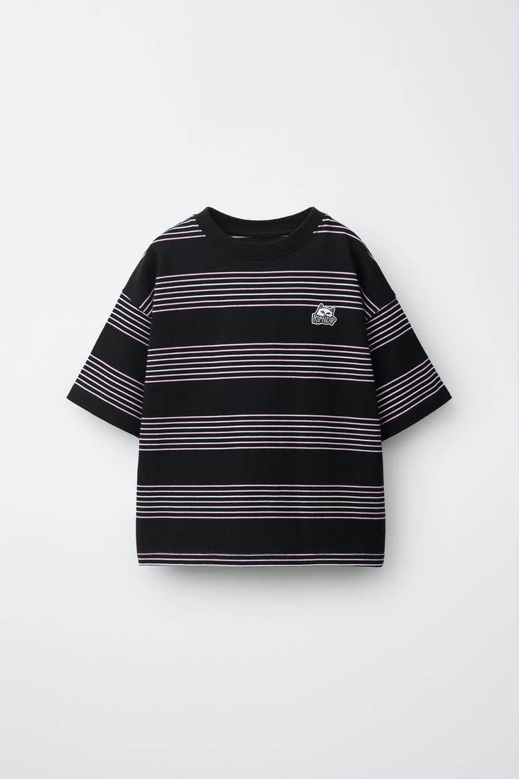 CAMISETA RAYAS BORDADO RIPNDIP © X ZARA KIDS