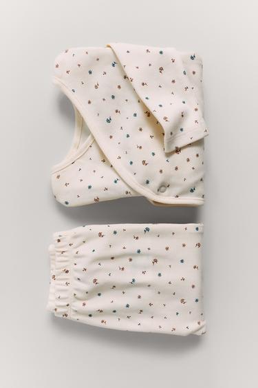 LOT BODY ET LEGGING À FLEURS - Écru de Zara