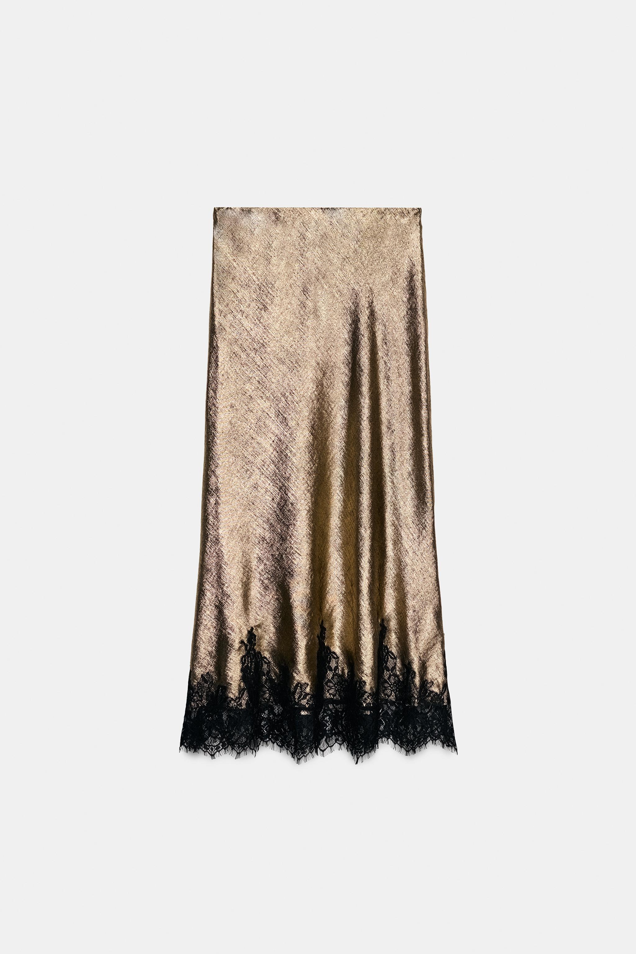 METALLIC EFFECT LACE SKIRT