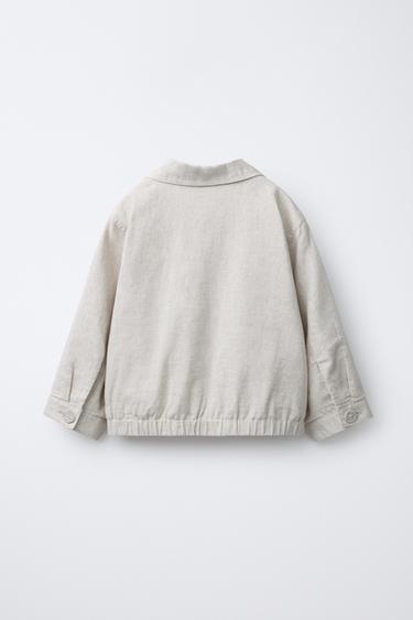 LINEN AND COTTON BLEND JACKET - Ecru by Zara