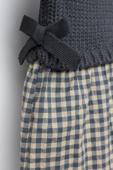 CHECK DRESS WITH KNITTED WAISTCOAT - Mid-blue by Zara - Image 3