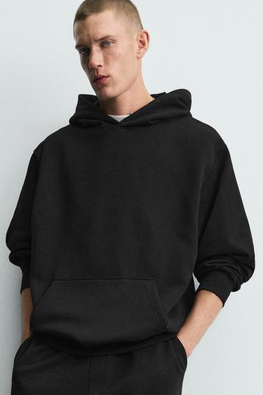 MOLETOM COM CAPUZ BÁSICO - Preto da Zara