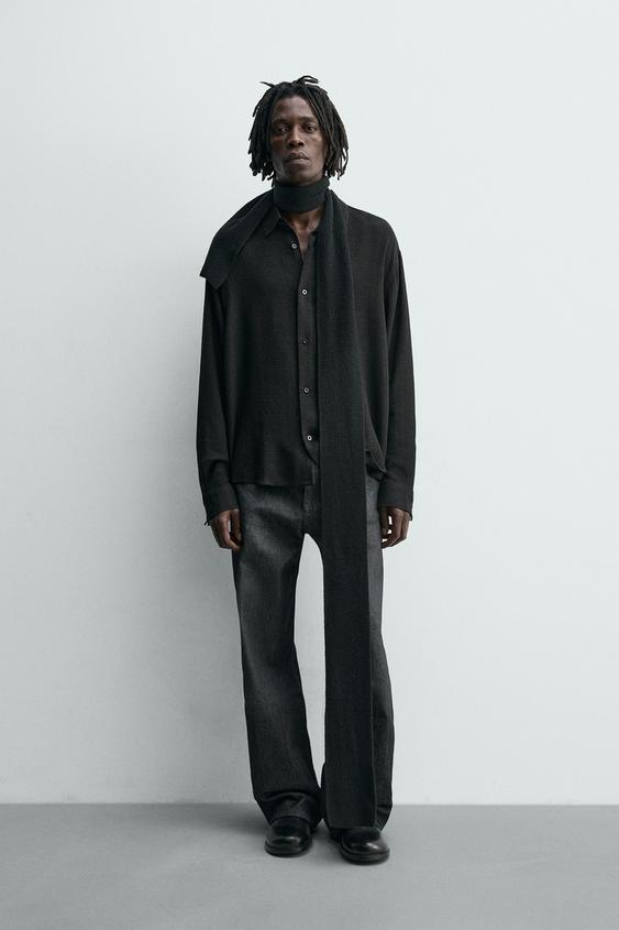 TEXTURED VISCOSE - COTTON SHIRT